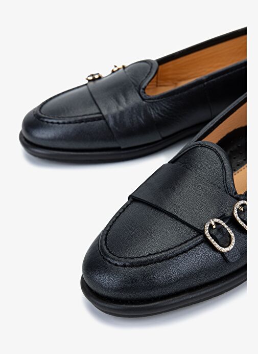 Valmenti Kadın Hakiki Deri Antrasit Loafer Ayakkabı - Görsel 4