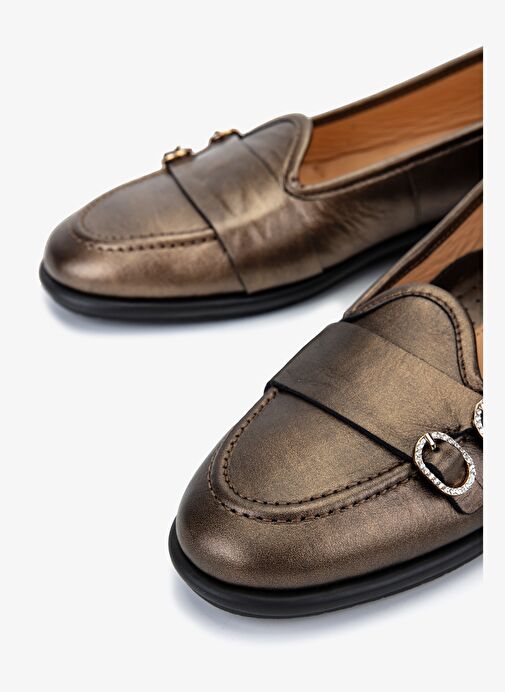 Valmenti Kadın Kahverengi Hakiki Deri Loafer Ayakkabı - Görsel 4