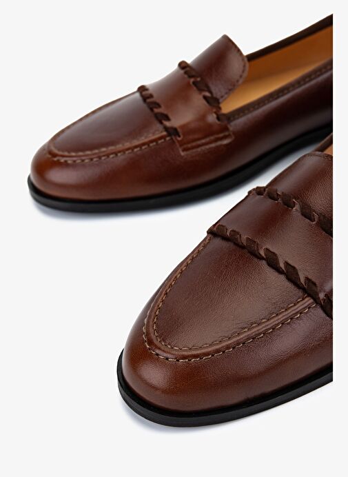 Valmenti Kadın Kiremit Hakiki Deri Loafer Ayakkabı - Görsel 4