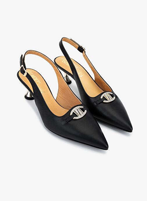 Valmenti Kadın Hakiki Deri Siyah Slingback Ayakkabı - Görsel 3