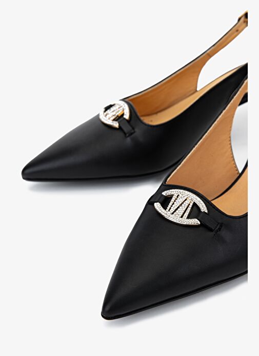 Valmenti Kadın Hakiki Deri Siyah Slingback Ayakkabı - Görsel 4