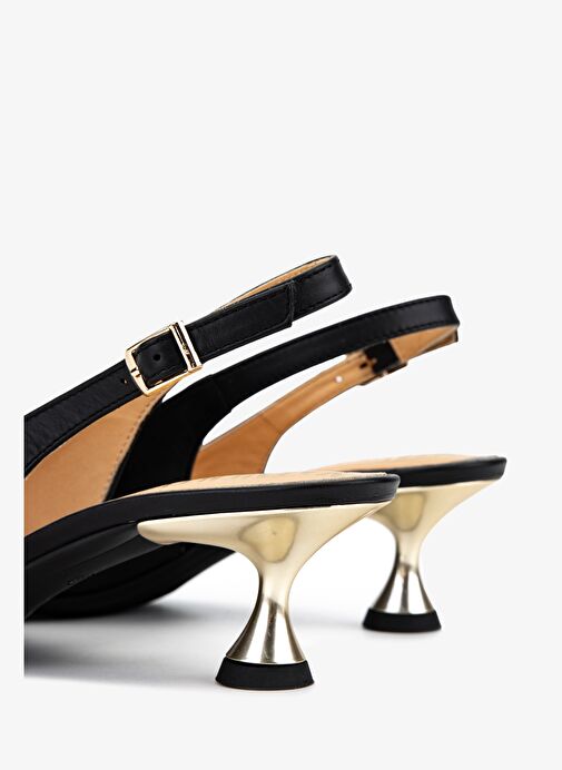 Valmenti Kadın Hakiki Deri Siyah Slingback Ayakkabı - Görsel 6