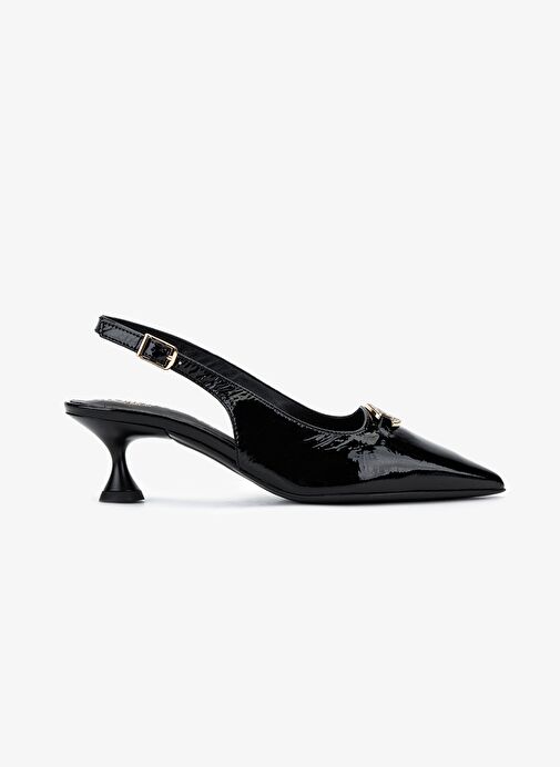 Valmenti Kadın Hakiki Deri Siyah Rugan Slingback Ayakkabı - Görsel 2