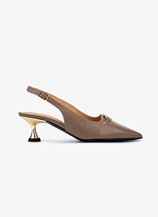 Valmenti Kadın Vizon Hakiki Deri Slingback Ayakkabı - Görsel 2