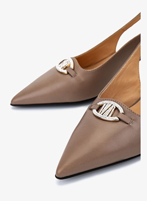 Valmenti Kadın Vizon Hakiki Deri Slingback Ayakkabı - Görsel 4