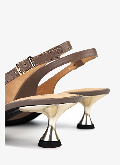 Valmenti Kadın Vizon Hakiki Deri Slingback Ayakkabı - Görsel 6
