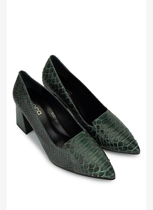 Tamer Tanca Kadın Hakiki Deri Yeşil Klasik Ayakkabı - Görsel 3