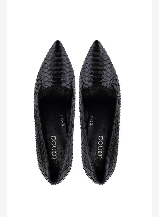 Tamer Tanca Kadın Hakiki Deri Siyah Klasik Ayakkabı - Görsel 6