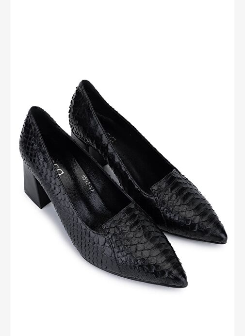 Tamer Tanca Kadın Hakiki Deri Siyah Klasik Ayakkabı - Görsel 3