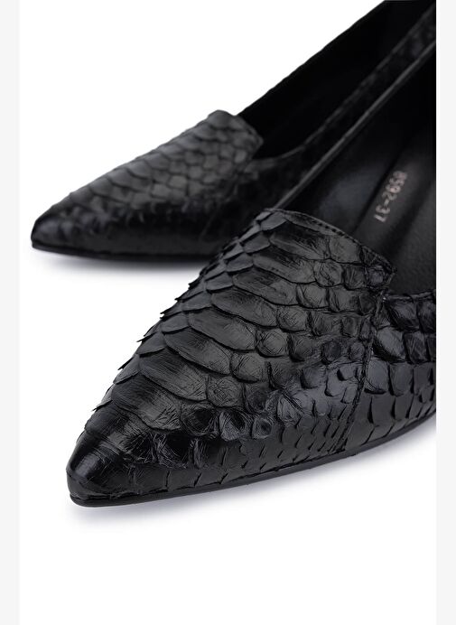 Tamer Tanca Kadın Hakiki Deri Siyah Klasik Ayakkabı - Görsel 4