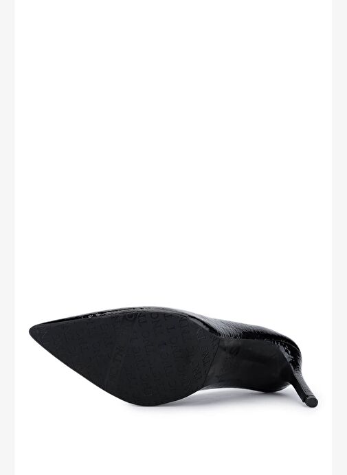 Tamer Tanca Kadın Suni Deri Siyah Kroko Topuklu Ayakkabı - Görsel 6