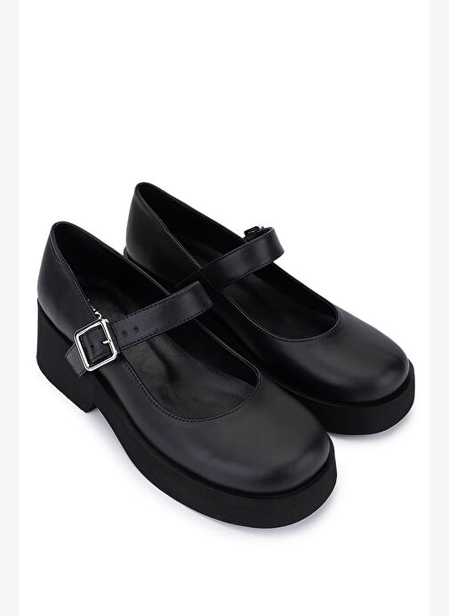 Tamer Tanca Kadın Hakiki Deri Siyah Topuklu Ayakkabı - Görsel 3