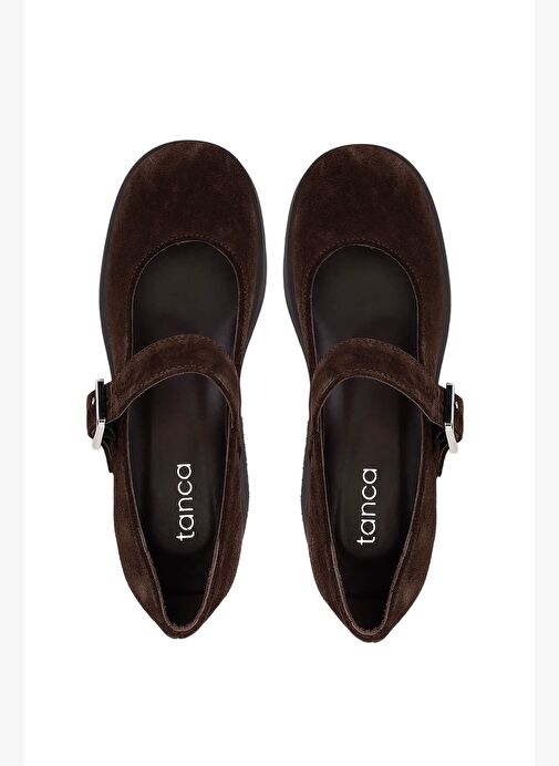 Tamer Tanca Kadın Hakiki Deri Kahverengi Süet Topuklu Ayakkabı - Görsel 6