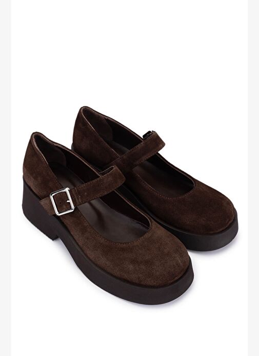 Tamer Tanca Kadın Hakiki Deri Kahverengi Süet Topuklu Ayakkabı - Görsel 3