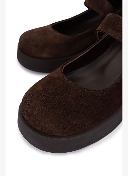 Tamer Tanca Kadın Hakiki Deri Kahverengi Süet Topuklu Ayakkabı - Görsel 4