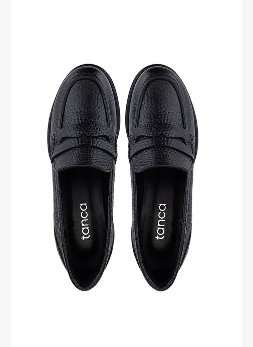 Tamer Tanca Kadın Hakiki Deri Siyah Jumbo Loafer Ayakkabı - Görsel 6