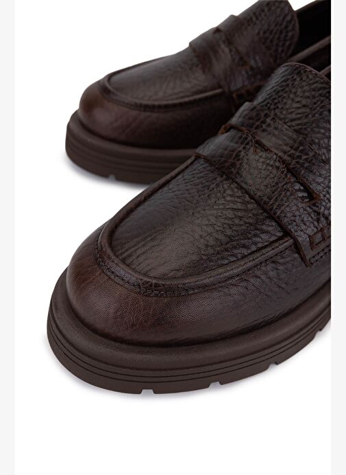 Tamer Tanca Kadın Hakiki Deri Kahverengi Loafer Ayakkabı - Görsel 4