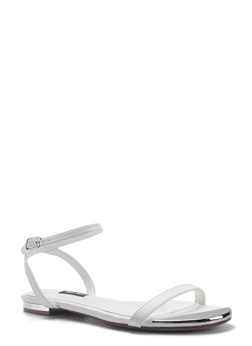MAOLAINE 5FX Beyaz Kadın Düz Sandalet - Görsel 3