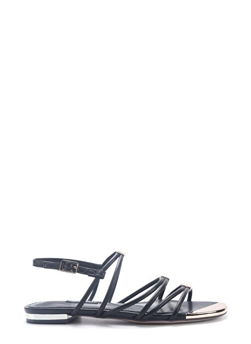 MARCELA 5FX Siyah Kadın Düz Sandalet - Görsel 2