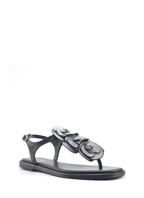 ORIEL 5FX Siyah Kadın Düz Sandalet - Görsel 3