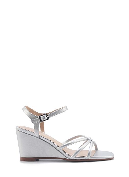 JORGIA 5FX Gümüş Kadın Dolgu Topuk Sandalet - Görsel 2