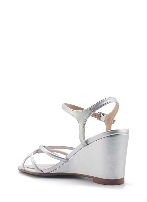 JORGIA 5FX Gümüş Kadın Dolgu Topuk Sandalet - Görsel 4