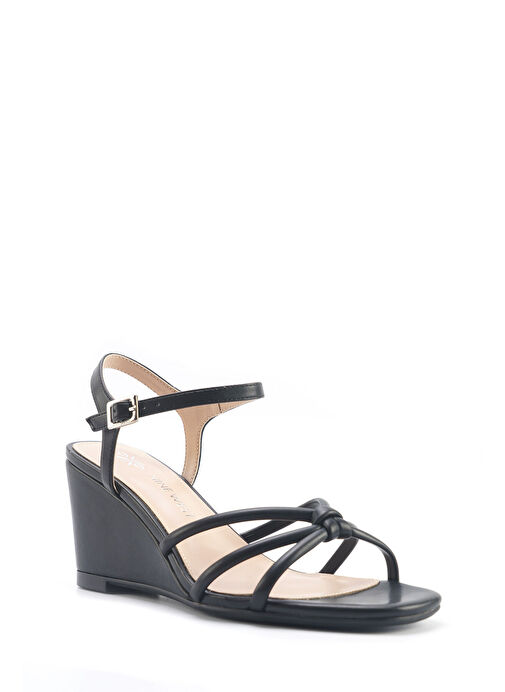JORGIA 5FX Siyah Kadın Dolgu Topuk Sandalet - Görsel 2