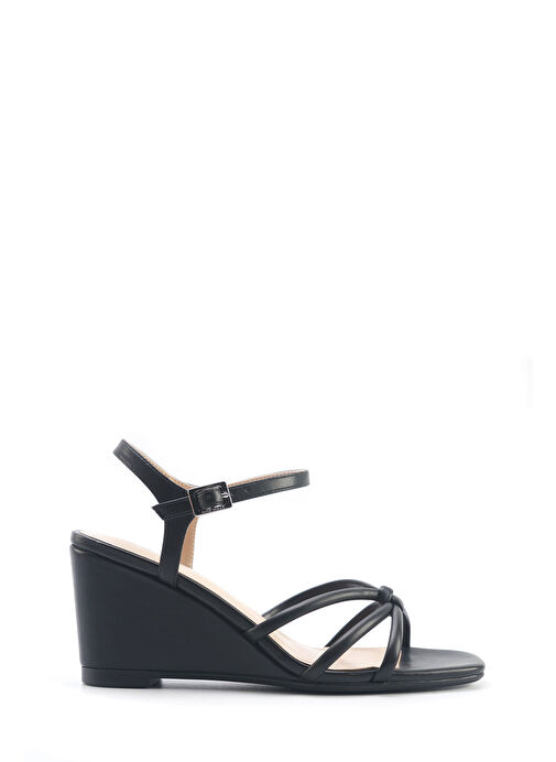 JORGIA 5FX Siyah Kadın Dolgu Topuk Sandalet - Görsel 3