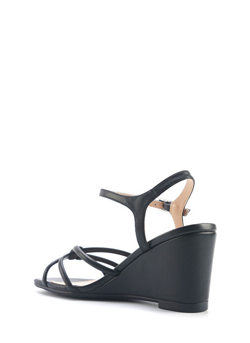 JORGIA 5FX Siyah Kadın Dolgu Topuk Sandalet - Görsel 4