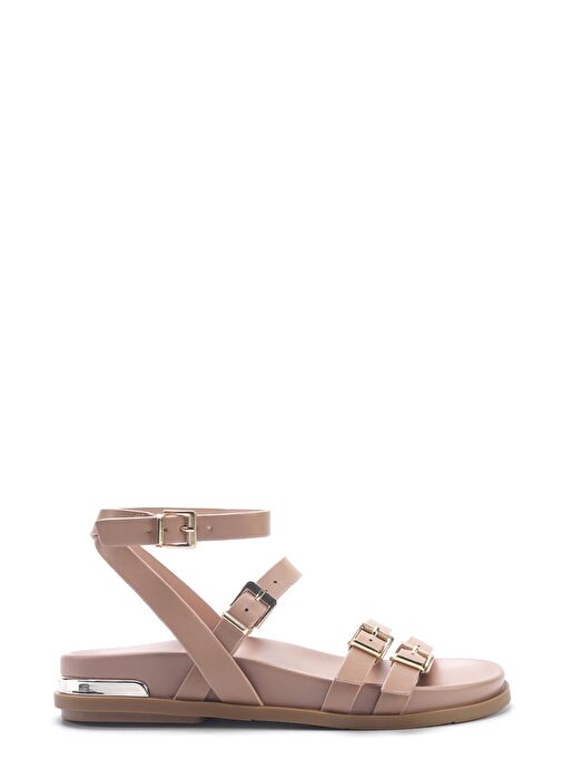 HERANES 5FX Krem Kadın Düz Sandalet - Görsel 2