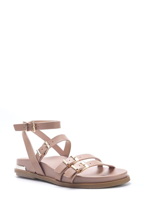 HERANES 5FX Krem Kadın Düz Sandalet - Görsel 3