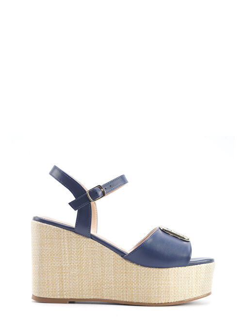 MONNI 5FX Lacivert Kadın Dolgu Topuk Sandalet - Görsel 2