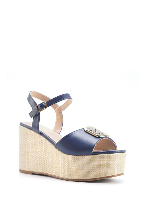 MONNI 5FX Lacivert Kadın Dolgu Topuk Sandalet - Görsel 3