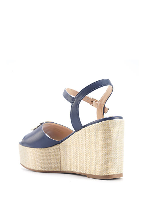 MONNI 5FX Lacivert Kadın Dolgu Topuk Sandalet - Görsel 4