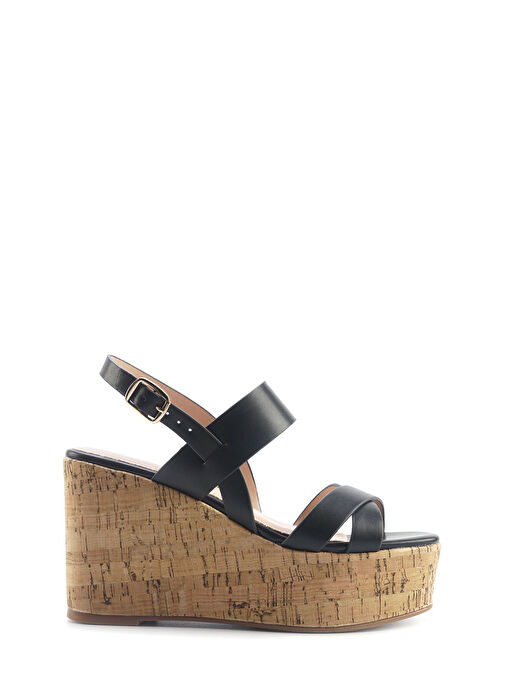 MONSA 5FX Siyah Kadın Dolgu Topuk Sandalet - Görsel 2