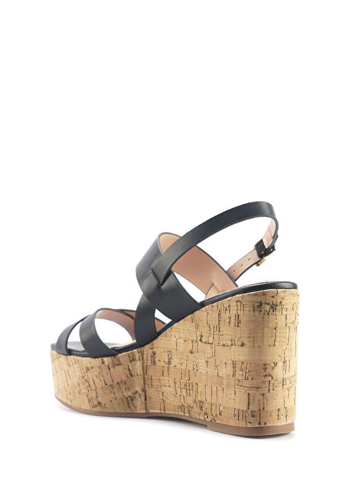 MONSA 5FX Siyah Kadın Dolgu Topuk Sandalet - Görsel 4