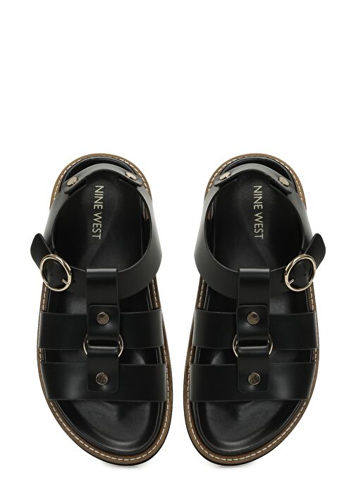 HERMON 5FX Siyah Kadın Kalın Taban Sandalet - Görsel 5