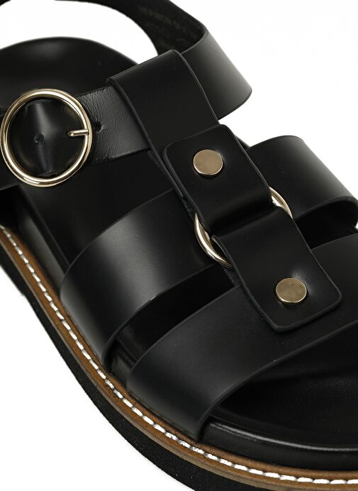 HERMON 5FX Siyah Kadın Kalın Taban Sandalet - Görsel 8