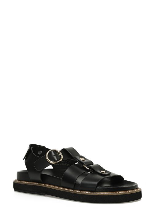 HERMON 5FX Siyah Kadın Kalın Taban Sandalet - Görsel 3