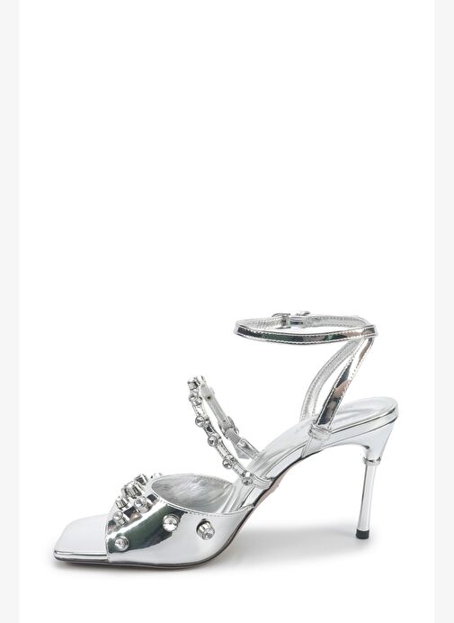 IRENE2 5PR Gümüş Kadın Topuklu Sandalet - Görsel 4