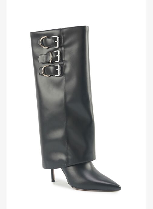 JUSTYOU 5PR Siyah Kadın Topuklu Çizme - Görsel 3