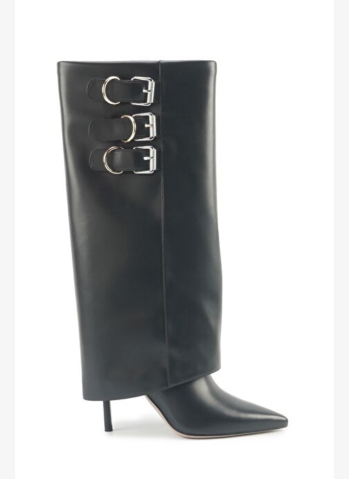 JUSTYOU 5PR Siyah Kadın Topuklu Çizme - Görsel 2