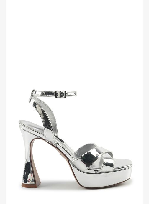 VENEZA 5PR Gümüş Kadın Topuklu Sandalet - Görsel 2