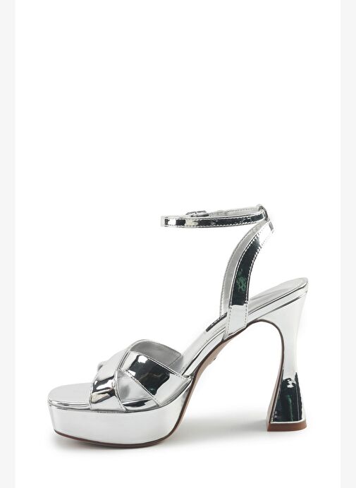VENEZA 5PR Gümüş Kadın Topuklu Sandalet - Görsel 4