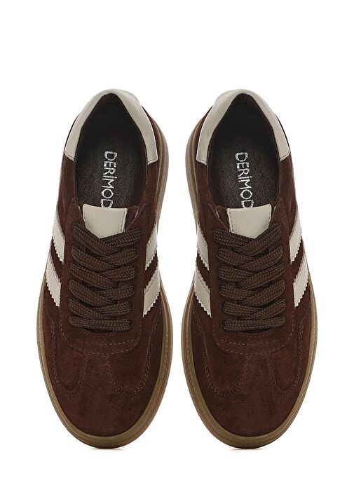 Derimod Derimod Kadın Kahverengi Bağcıklı Kalın Tabanlı Süet Deri Sneaker 25SFD511010 | Boyner Kahverengi - 8. görsel