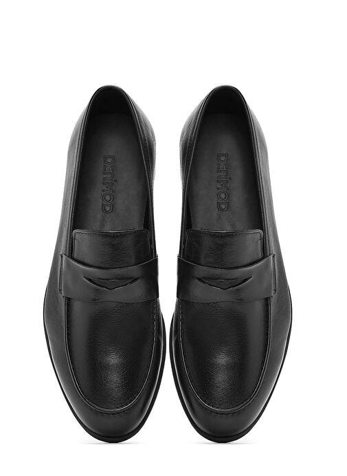 Erkek Siyah Deri Casual Loafer 25SFD790218 - Görsel 8