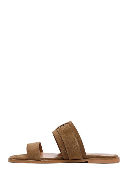 Kadın Bej Tokalı Süet Deri Terlik 25SFD160710 - Görsel 3