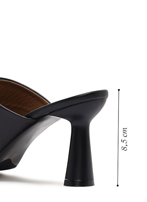 Kadın Siyah Topuklu Deri Terlik 25SFD133018 - Görsel 3