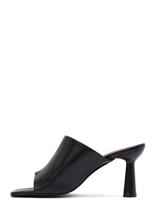 Kadın Siyah Topuklu Deri Terlik 25SFD133018 - Görsel 5