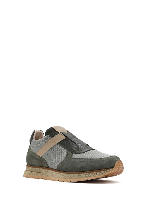 Erkek Haki Bağcıklı Deri Casual Sneaker 25SFD795114 - Görsel 7